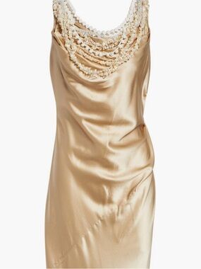 Balmain Shell Garland Draped Silk Gown